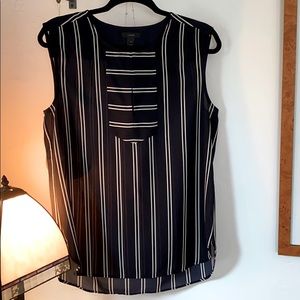 J. Crew Navy and White Striped Blouse